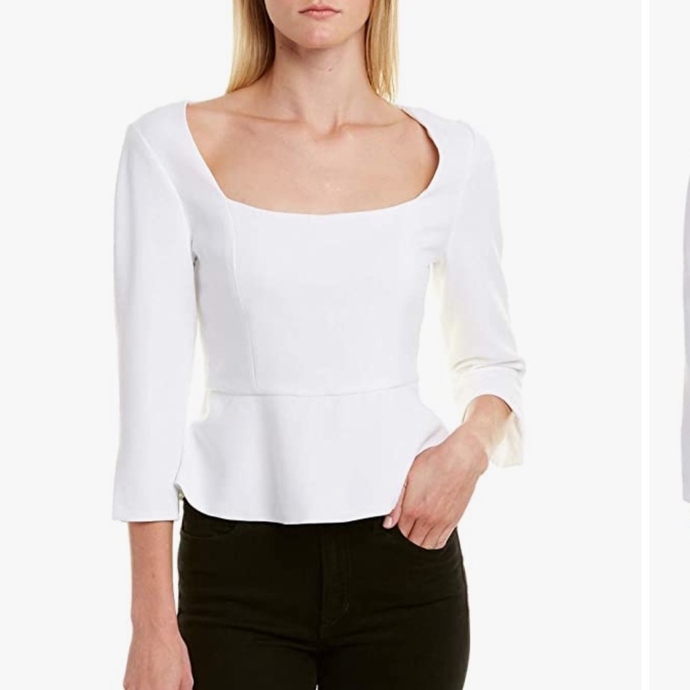 BCBG White peplum top